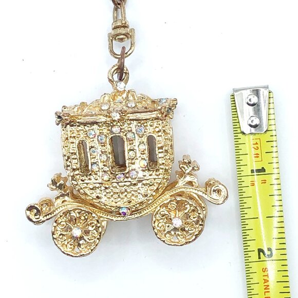 Sparkly rhinestone gold tone stage coach keychain purse charm - Picture 8 of 11